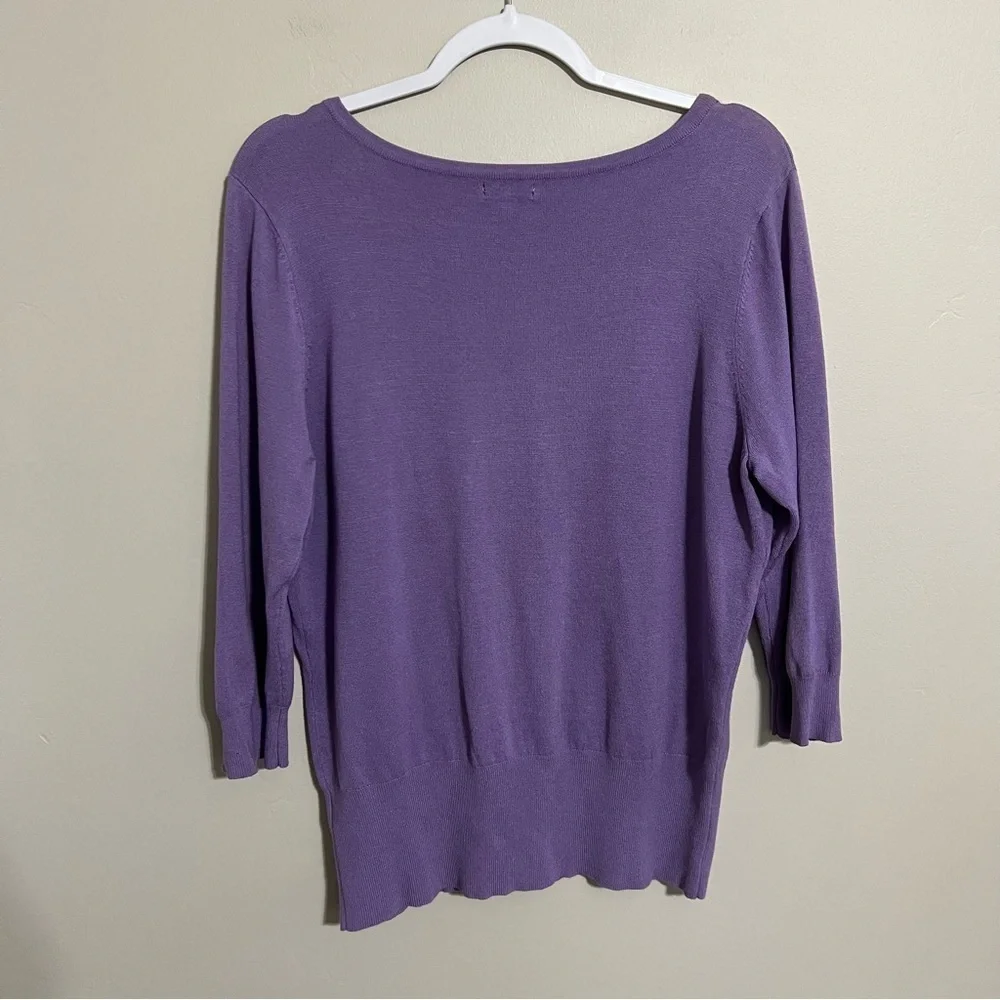 Apt 9 Purple Ruffles 3/4 Sleeve Knit Sweater size XL